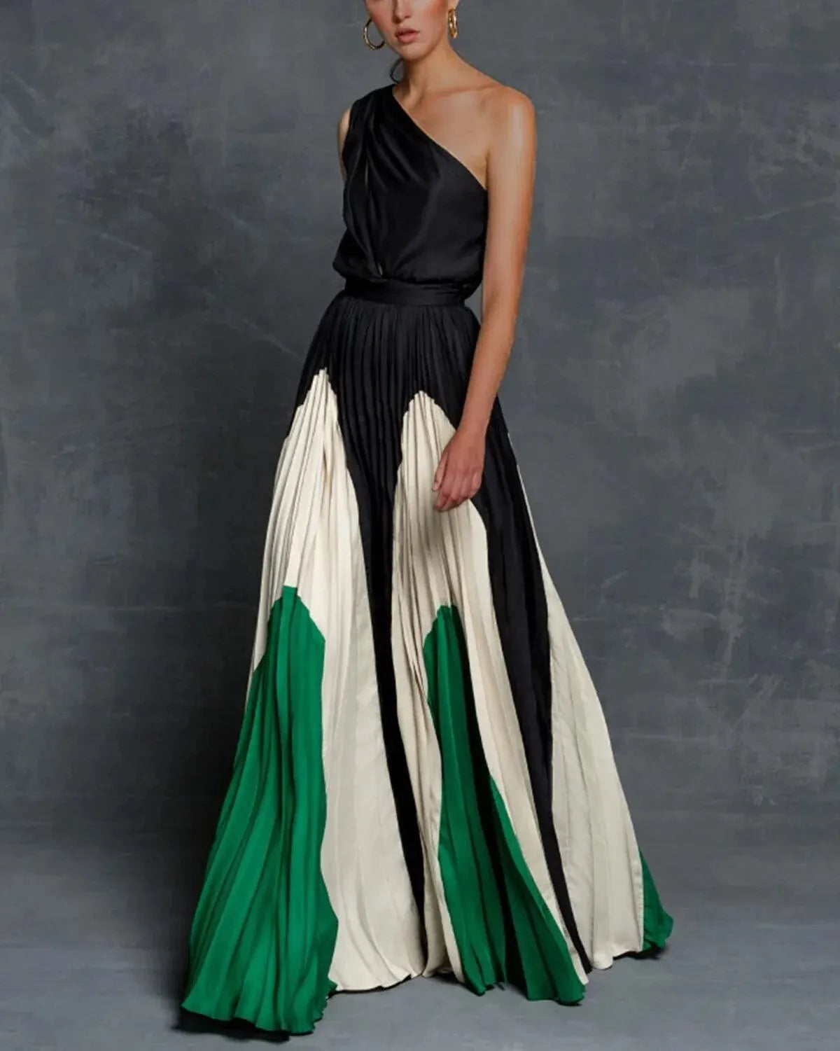 Thermabuild | One-Shoulder Pleated Wedding Guest Maxi Dress