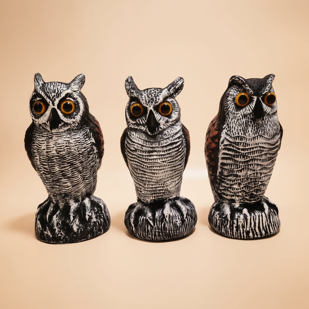 Thermabuild | Halloween Owl Decoy Statue with Bird Deterrent Scarecrow Design Outdoor