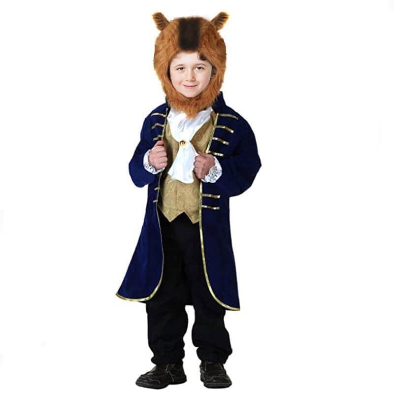 Thermabuild | Boys' Halloween Beauty and beast mutant Costume with Velvet Jacket and Faux Fur Hood