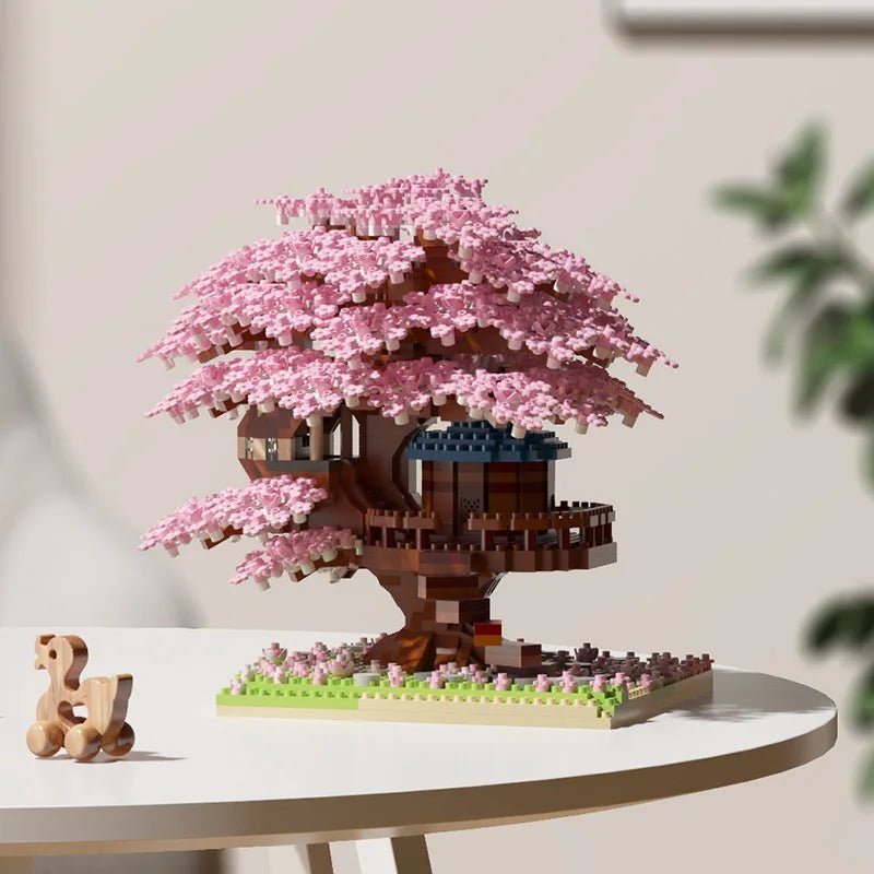 Thermabuild | Cherry Blossom Treehouse Micro Building Set for Imaginative Play