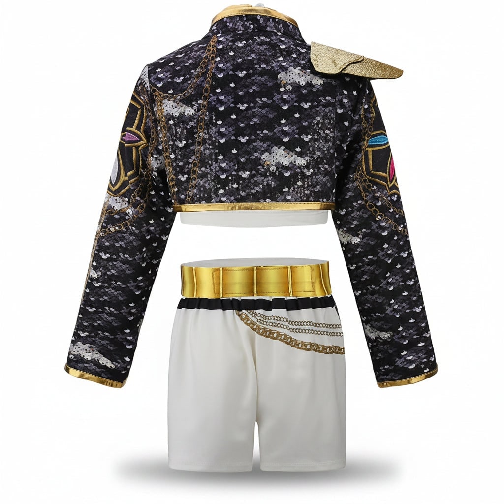 Thermabuild | Girls' Halloween Dance Costume and Belly Dancer Suit Two Piece Set with Sequined Crop Top and A-Line Skirt