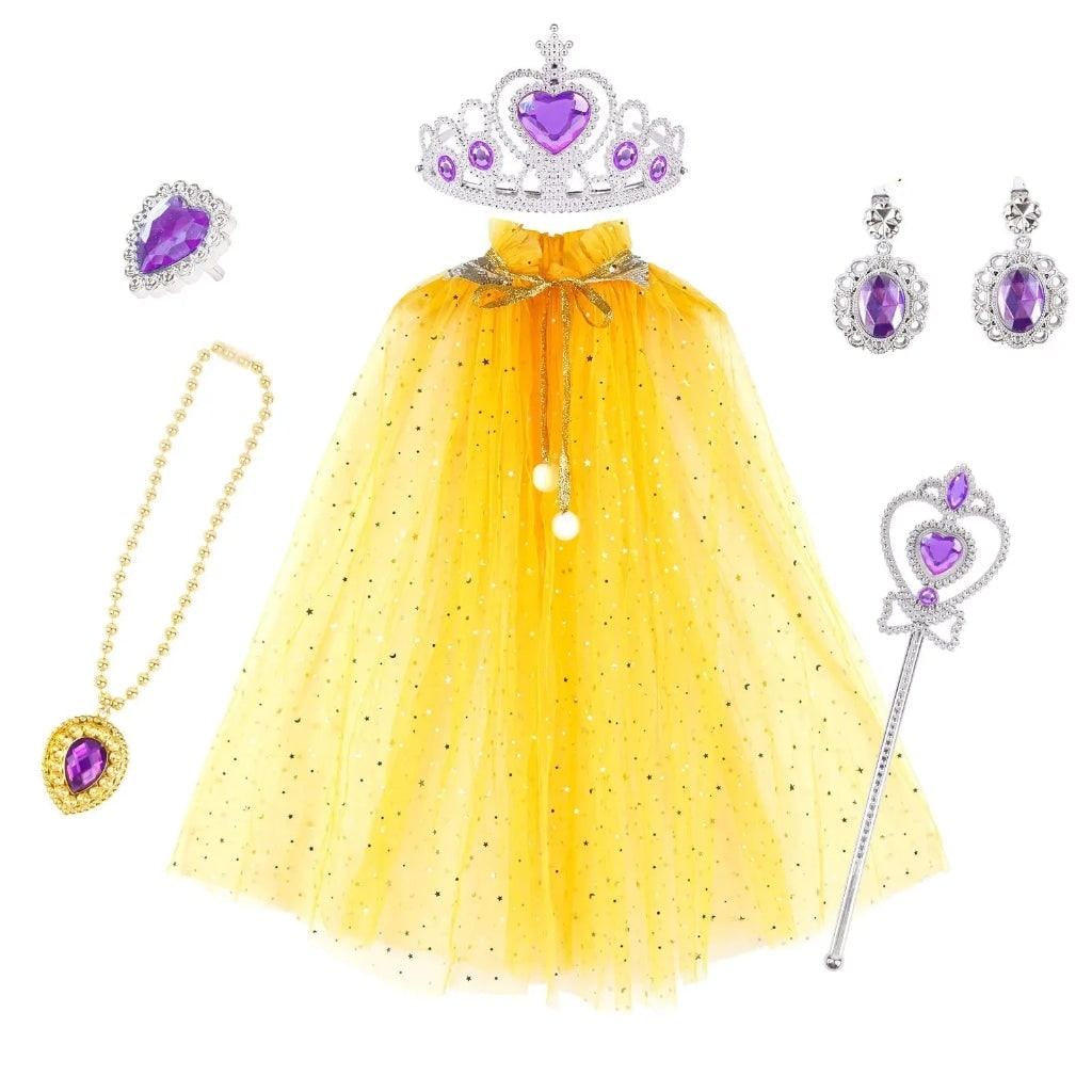 Thermabuild | Girls' Halloween Princess Dress Up Clothes for Children with Cape Tiara and Accessories Set