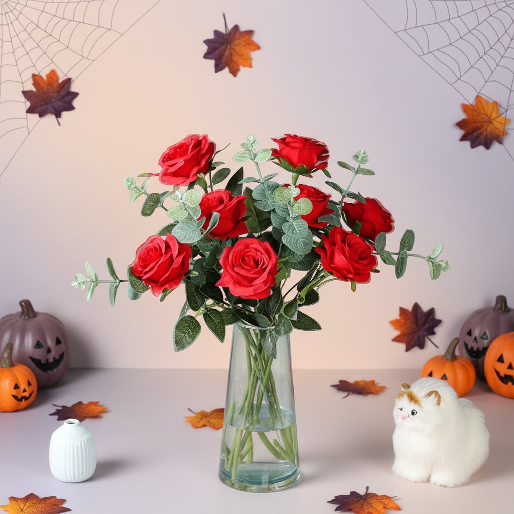 Thermabuild | Halloween Artificial Roses Bulk Big Bouquet with Realistic Petals for Seasonal Decoration