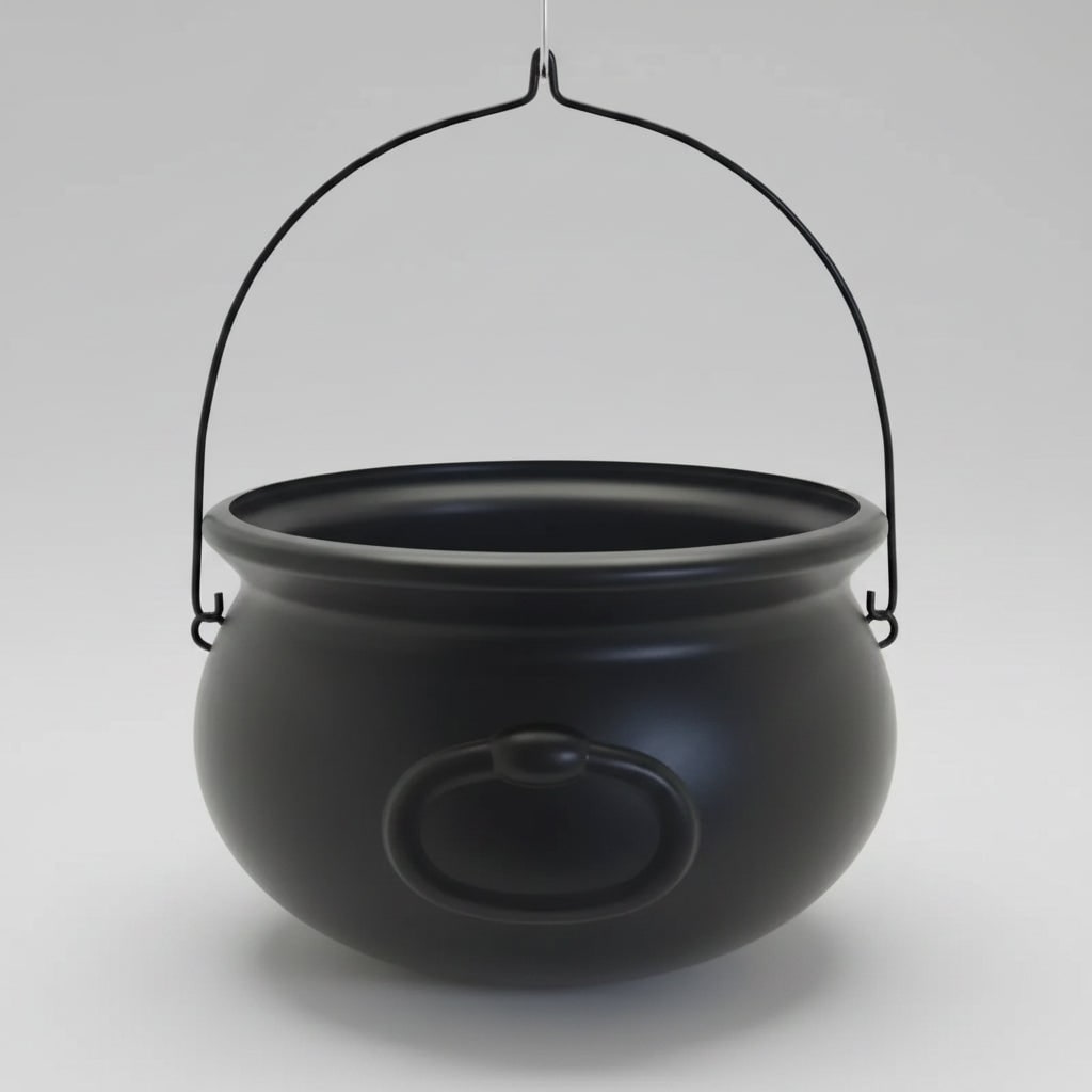 Thermabuild | Halloween Candy Bucket Cauldron with Witch Handle for Treat Storage and Party Decoration