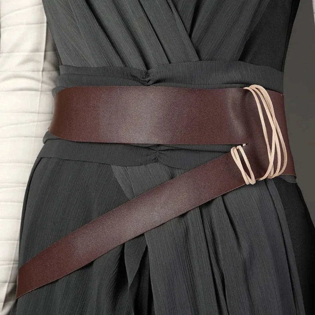 Thermabuild | Halloween Cosplay Costume with Draped Tunic Cropped Pants and Faux-Leather Belt