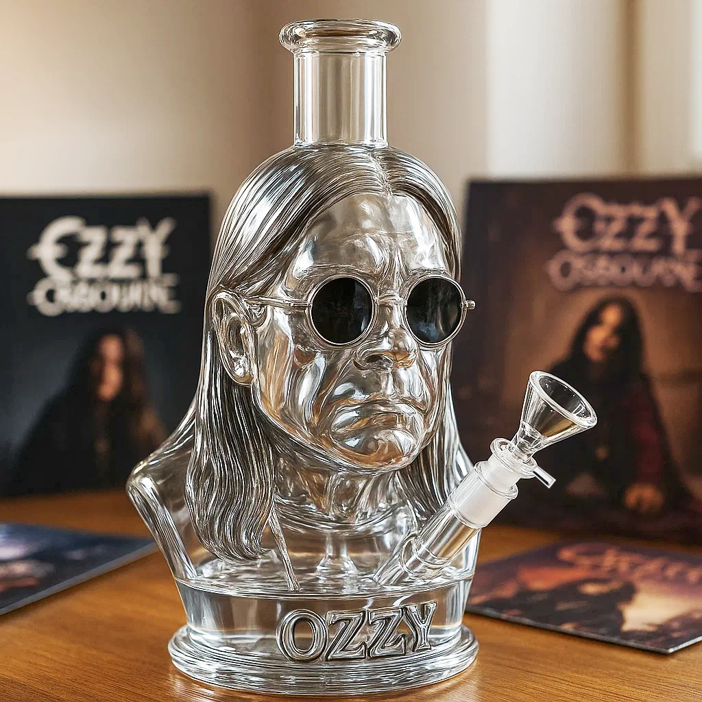 Thermabuild | Halloween Decoration Glass Bong Water Pipe with Ozzy Bust Party Centerpiece