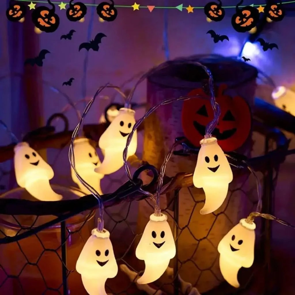 Thermabuild | Halloween Ghost String Lights Battery Operated LED Outdoor Decoration for Patio and Yard Party
