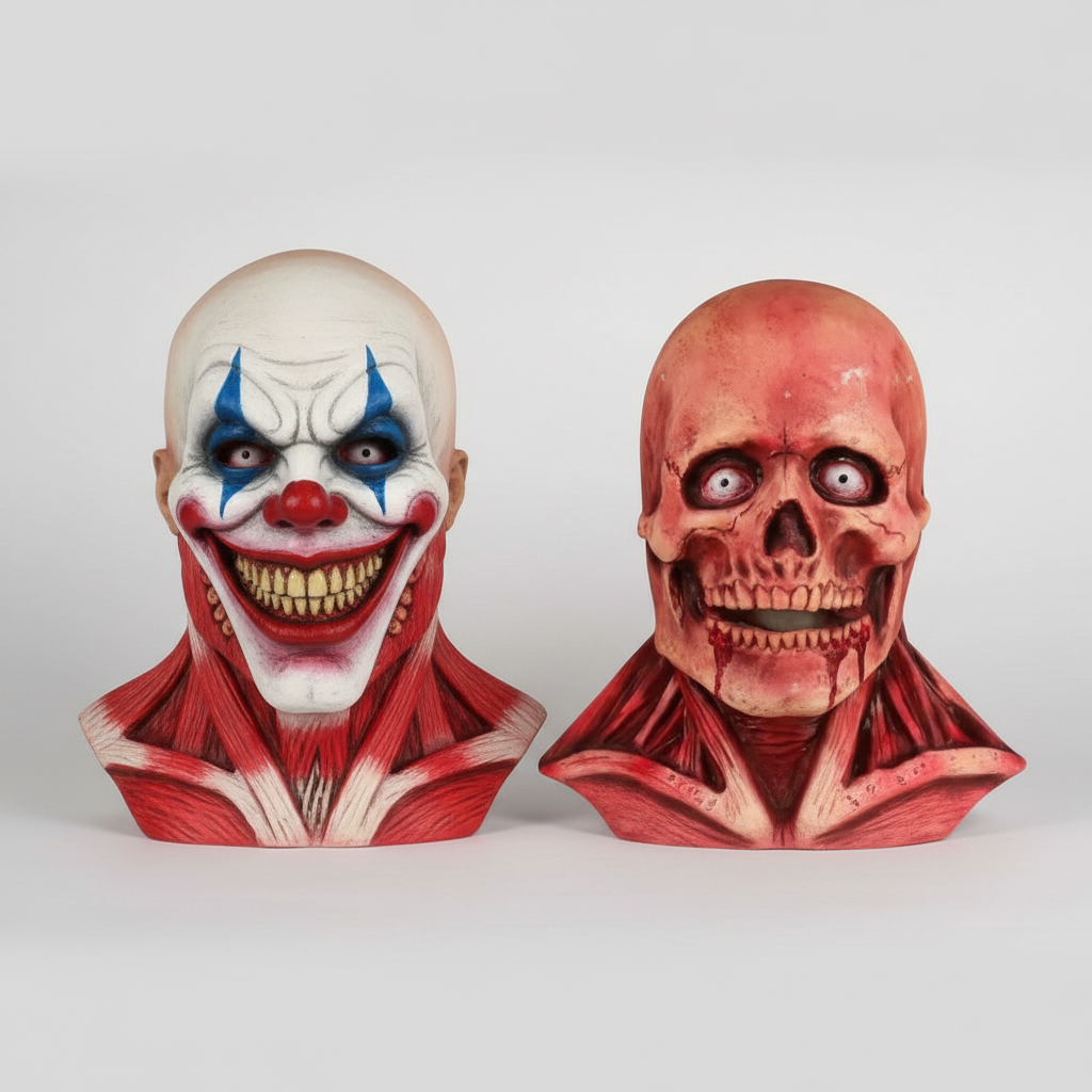 Thermabuild | Halloween Mask Peel Off Creepy Clown and Skull Double-Layer Latex Costume