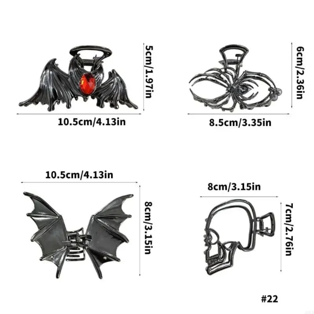 Thermabuild | Halloween Metal Claw Clips with Spooky Spider Bat and Skeleton Designs Cute Decorative Hair