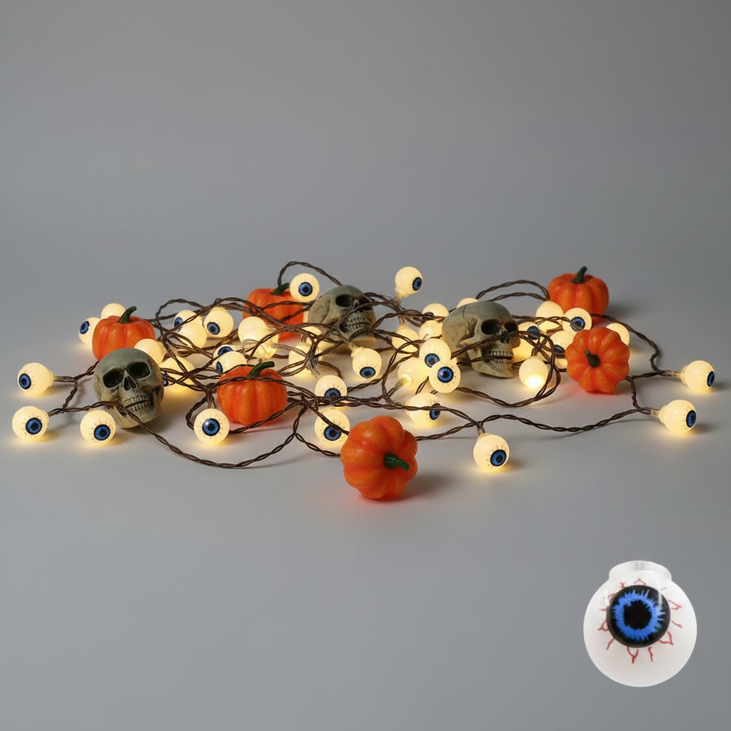 Thermabuild | Halloween Outdoor String Lights with Battery LED and Spooky Decorative Covers for Patio Party