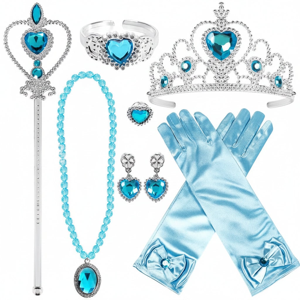 Thermabuild | Halloween Princess Dress Up and Belle Costume Accessories Set with Tiara and Gloves
