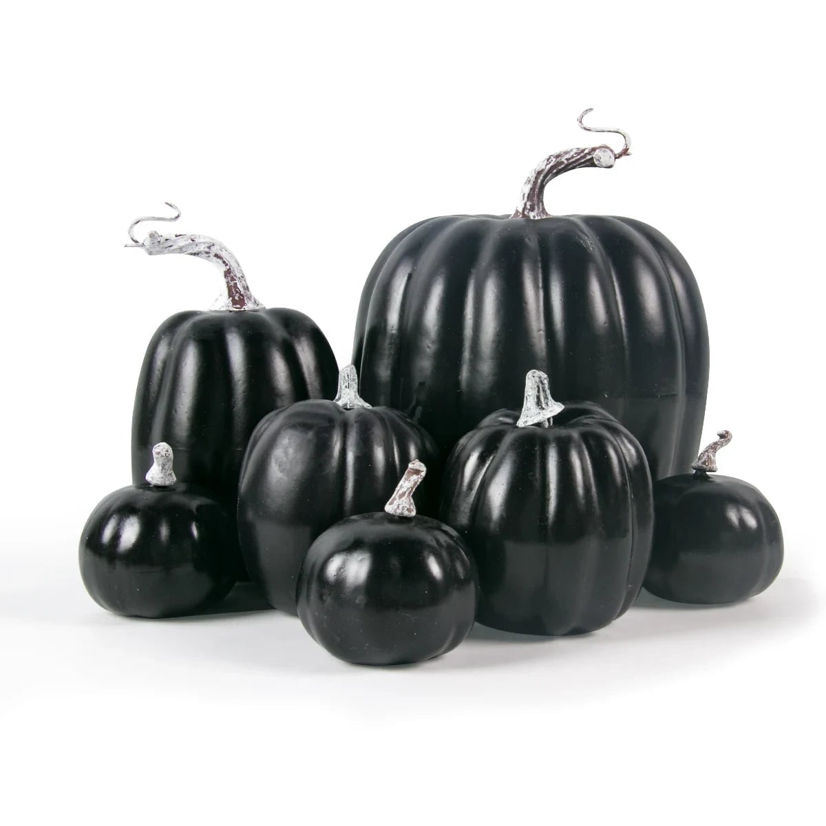 Thermabuild | Halloween Pumpkins Fall Decorative Foam with Ribbed Texture and Curved Stems Set of 7