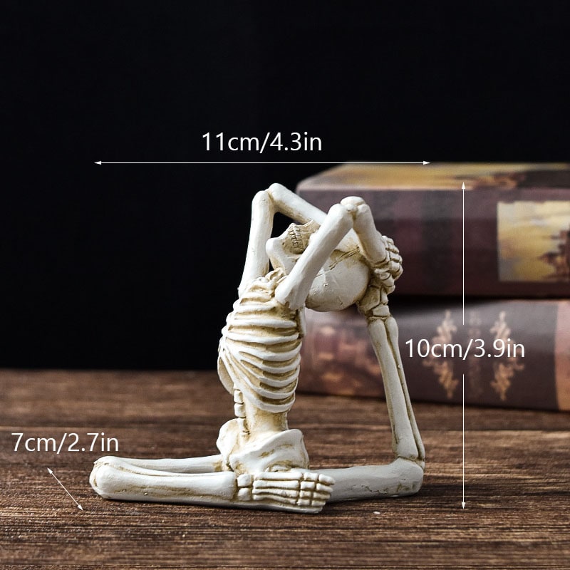 Thermabuild | Halloween Skeleton Yoga Pose Resin Figurine Spooky Desktop Decoration