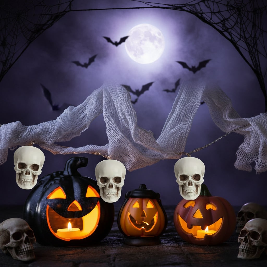 Thermabuild | Halloween Skull Props and Sugar Decorations Set of 10 Mini Plastic for Party
