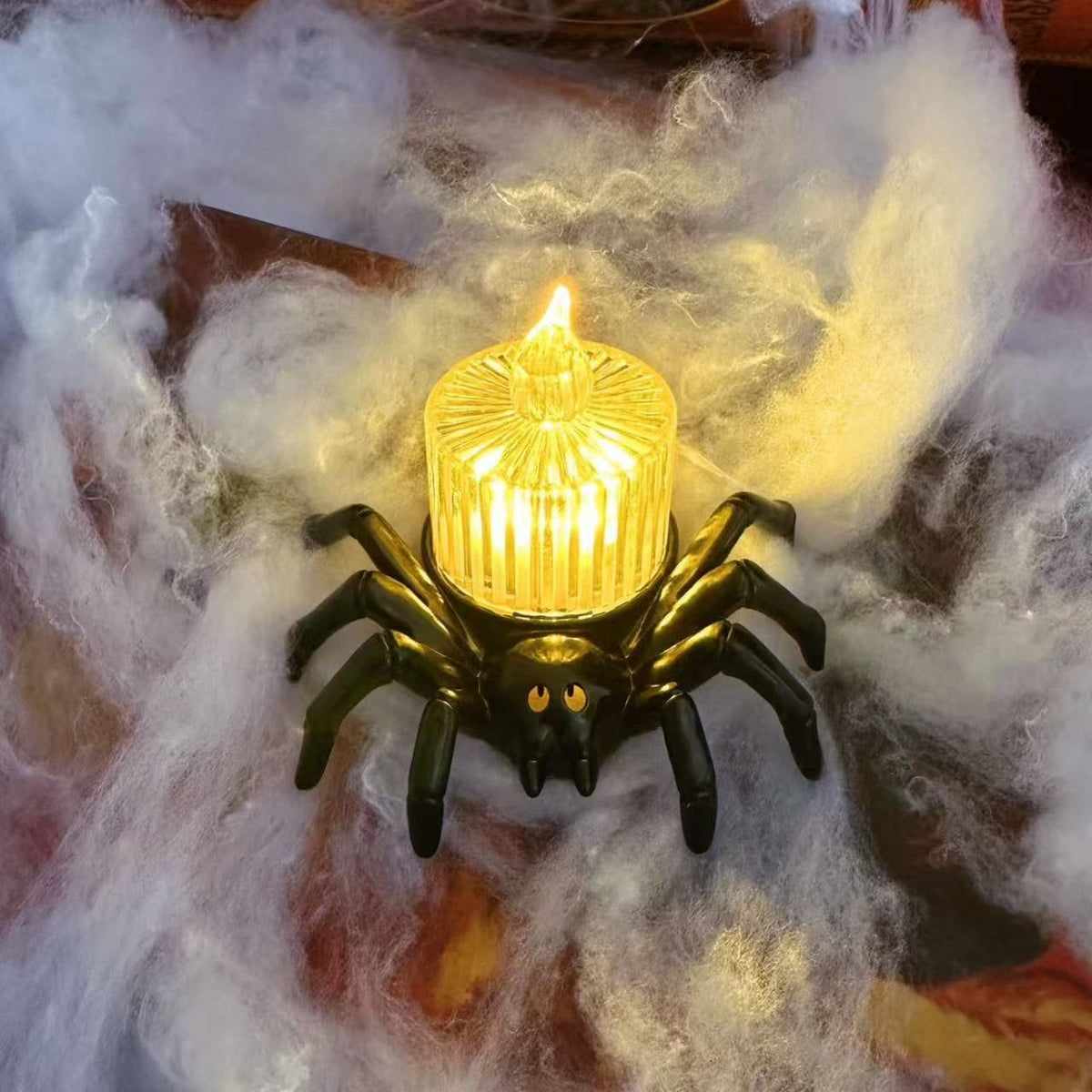 Thermabuild | Halloween Spider Tea Lights with LED Candles Battery Operated Flameless Holder Decoration