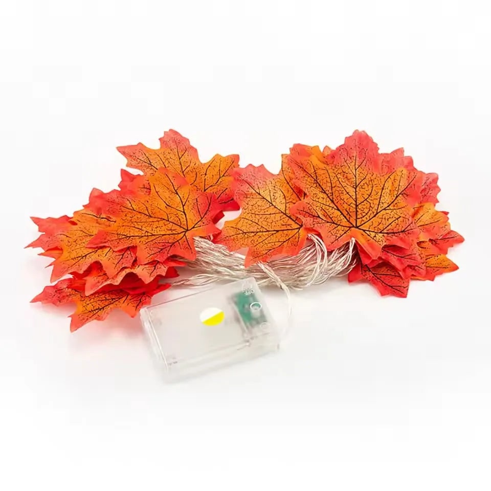Thermabuild | Halloween String Lights Garland with Maple Leaf Operated Warm Amber Glow for Fall Party Decoration