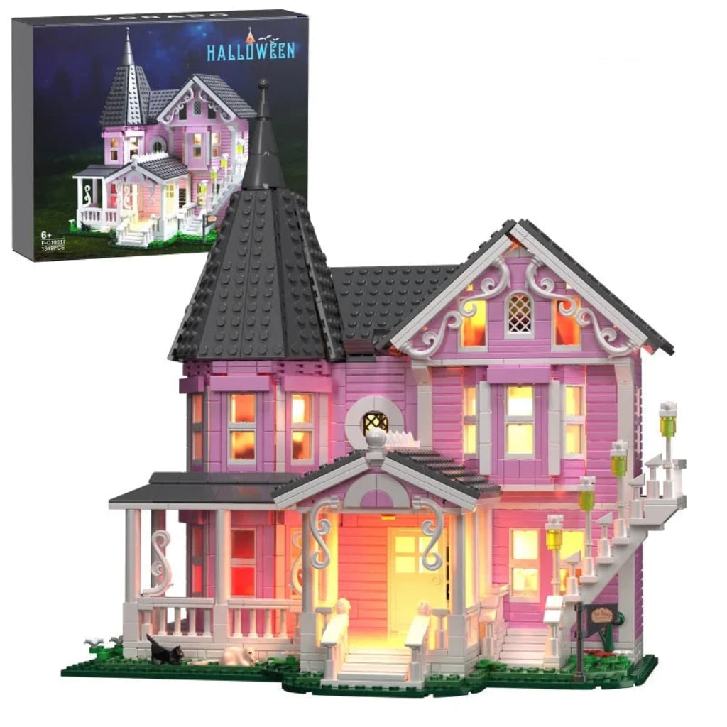 Thermabuild | Halloween Tiny House Living Building Block Set with LED Lights for Children's Creative Play