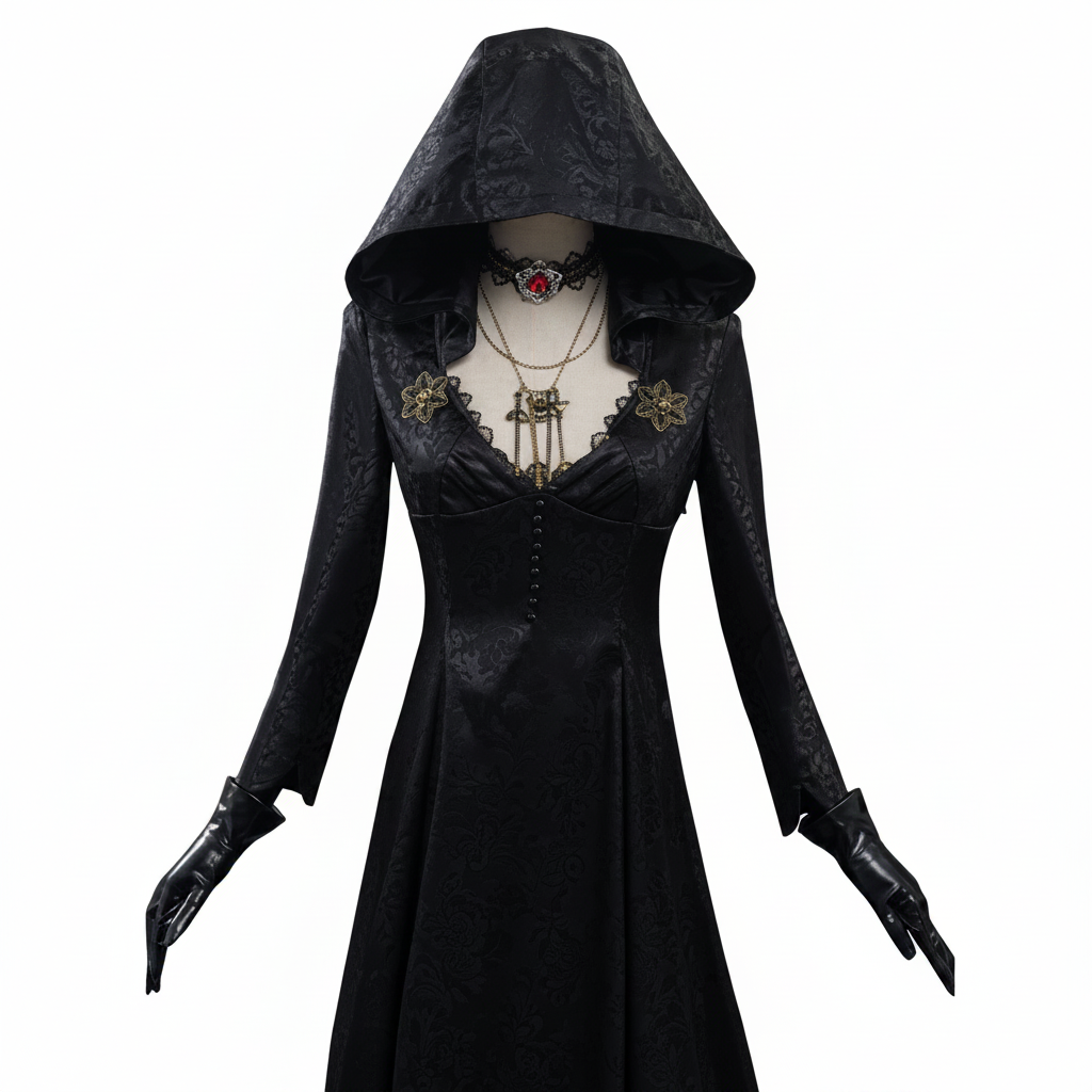 Thermabuild | Halloween Vampire Costume Gothic Dress Outfit with Hood Choker