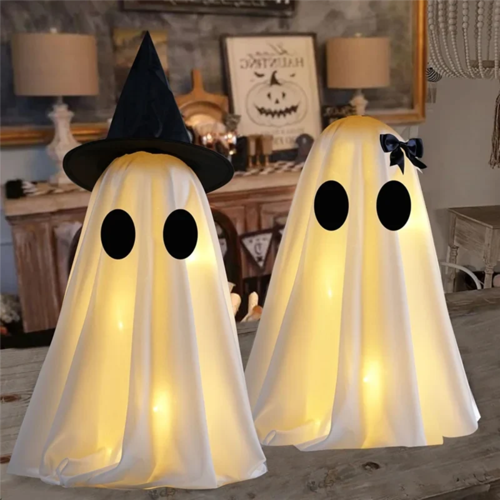 Thermabuild | Halloween Warm White Lights Ghost Decor Set of Two Up Figures for Indoor Decoration Inflatable