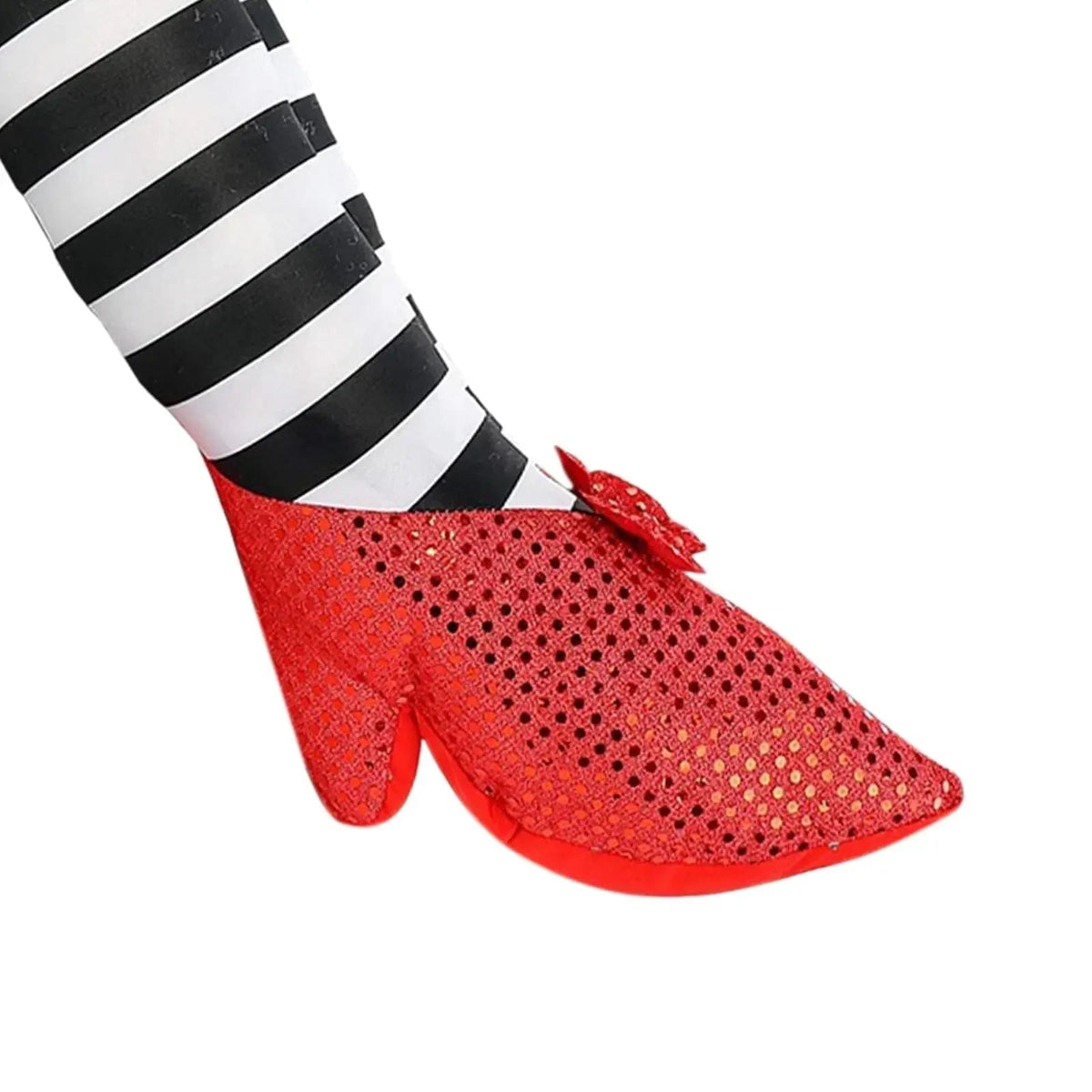 Thermabuild | Halloween Witch Legs Decoration Door Stopper with Striped Plush and Red Sequin Shoes for Party Decor