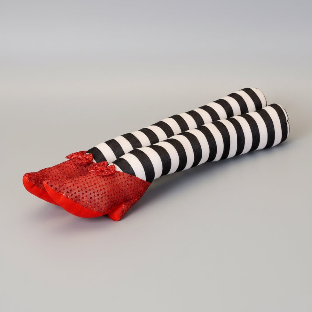 Thermabuild | Halloween Witch Legs Door Stopper Decoration with Striped Stockings and Red Shoes