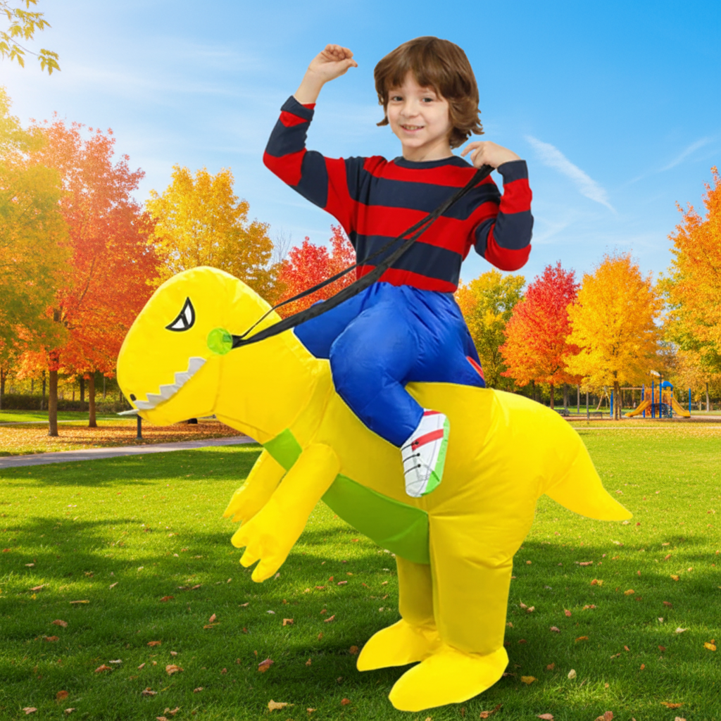 Thermabuild | Kids' Halloween Inflatable Dinosaur Costume Suit with Step-In Design and Battery Fan for Party