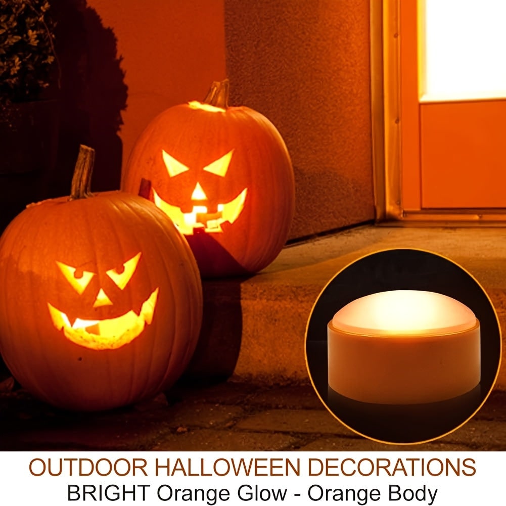 Thermabuild | Kids' Halloween Jack O Lantern Pumpkin LED Tea Light Candles with Remote Control Battery Operated
