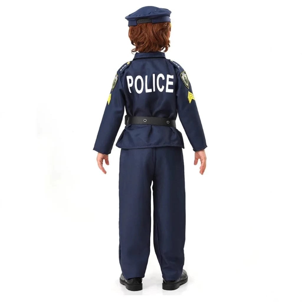 Thermabuild | Kids' Halloween Police Officer Cop Costume for Children with Hat Accessories and Toy Handcuffs