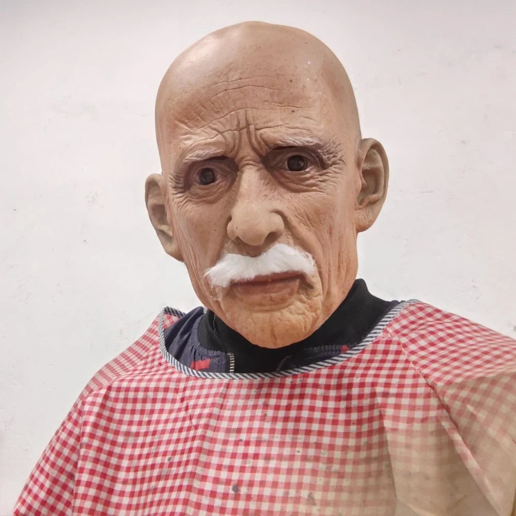 Thermabuild | Men's Halloween Costume Mask Old Man with Realistic Latex and White Mustache for Party and Haunted House