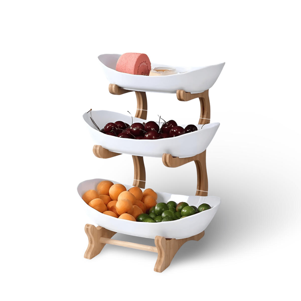 Thermabuild | Multi-Tiered Wooden Fruit Bowl for Clean Modern Kitchen Storage