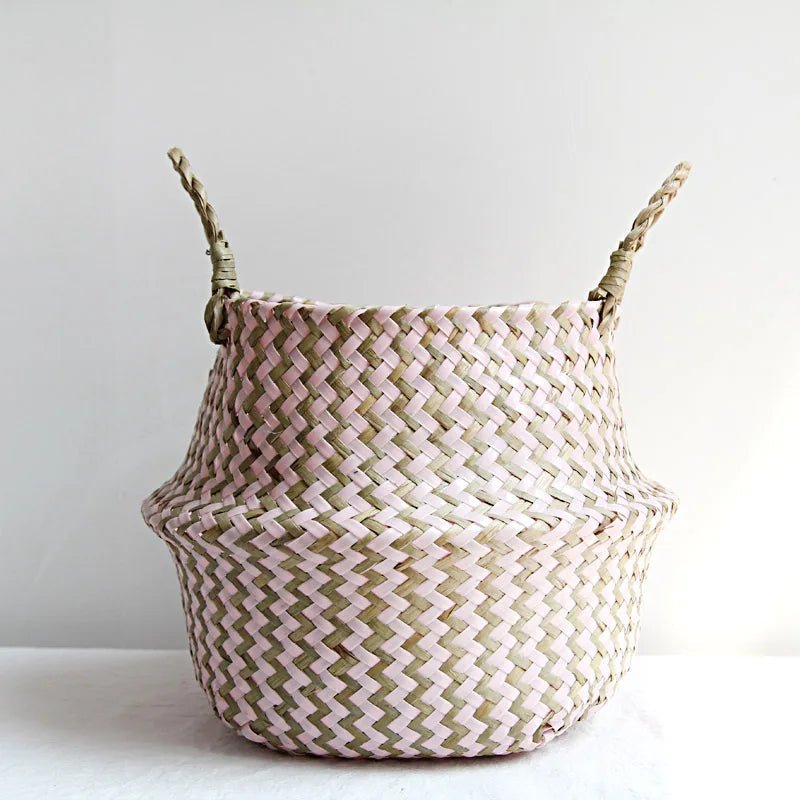 Thermabuild | Boho Handmade Wicker Basket Collapsible Flower Pot Organizer