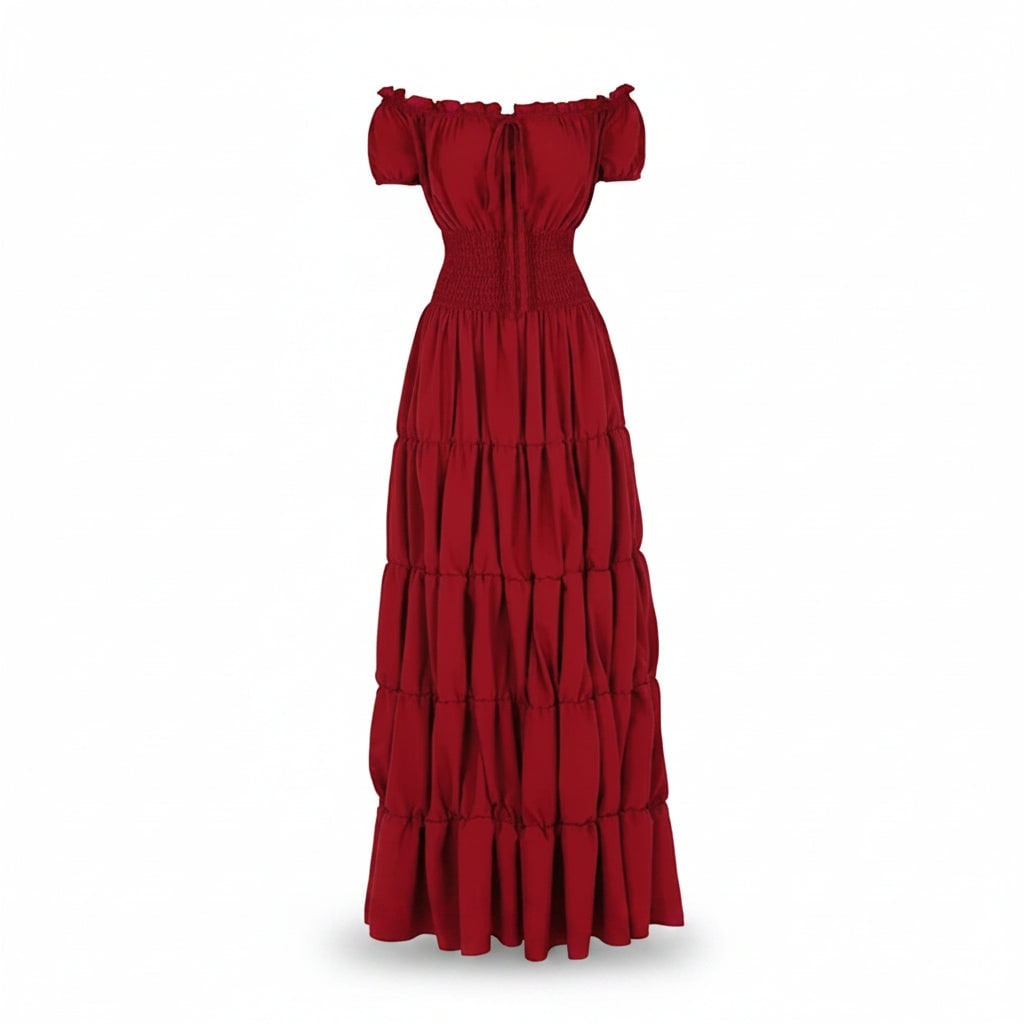 Thermabuild | Women's Halloween Maxi Dress Off-Shoulder Boho Peasant with Smocked Waist Dresses