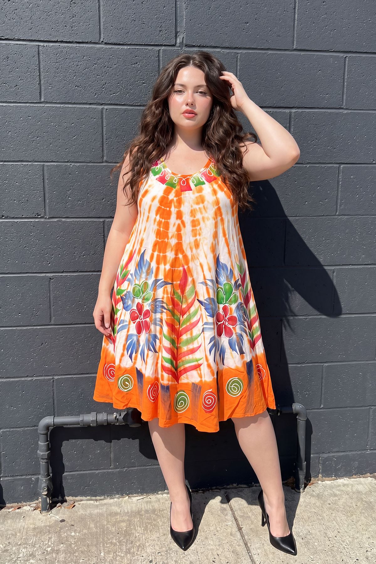 Thermabuild | Tie Dye Abstract Floral Print Flared Dress
