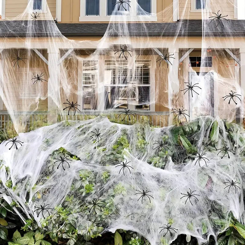 Thermabuild | 200 Sqft Spider Webs Halloween Door Decorations With Fake Spiders