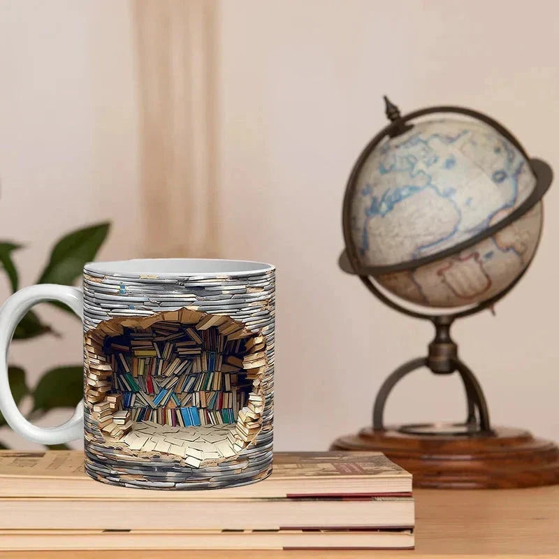 Thermabuild | 3D Library Bookshelf Mug, Coffee Mugs Gift for Book Lovers