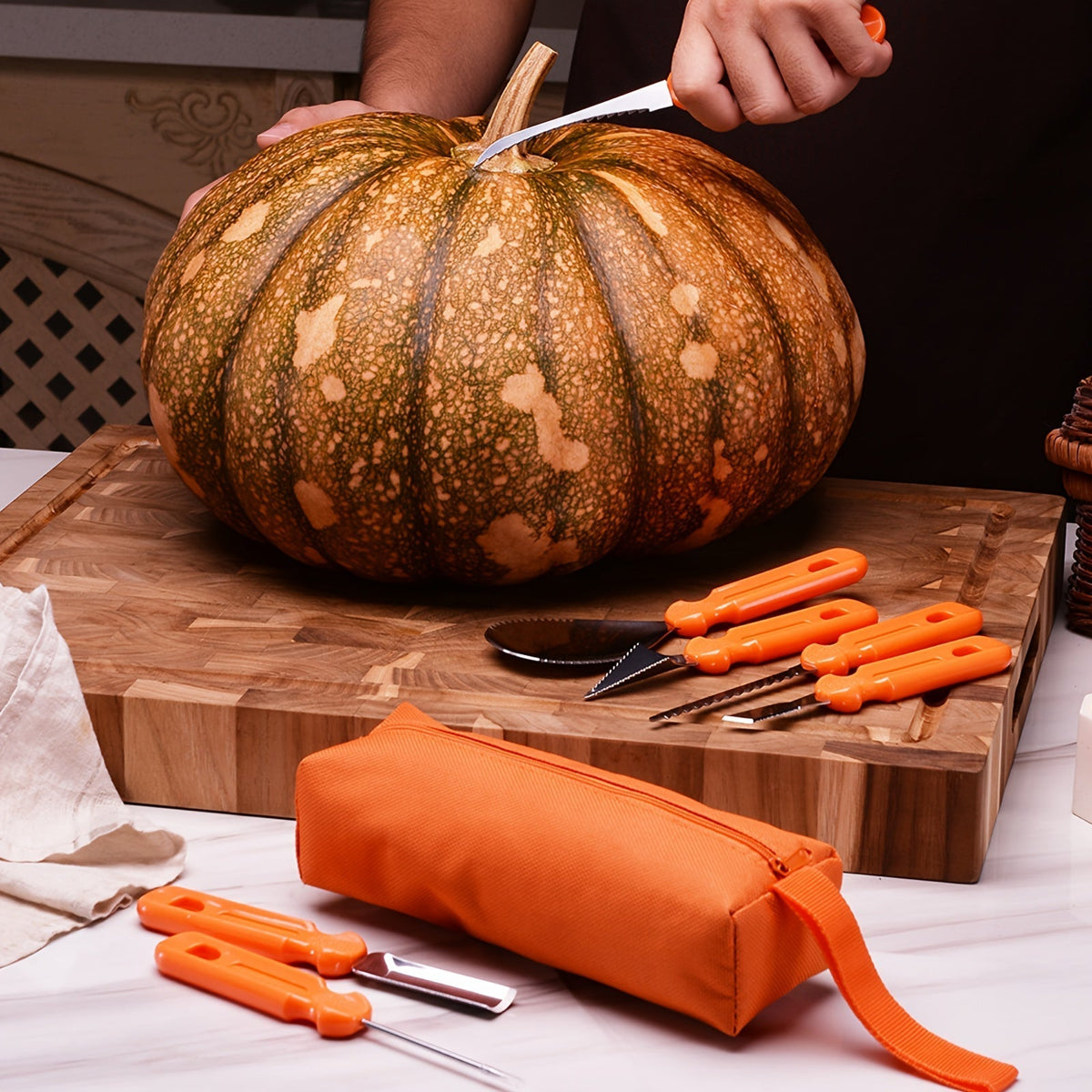 Thermabuild | Pumpkin Carving Tools and Kit with Stainless Steel Supplies Storage Bag and Knife Set
