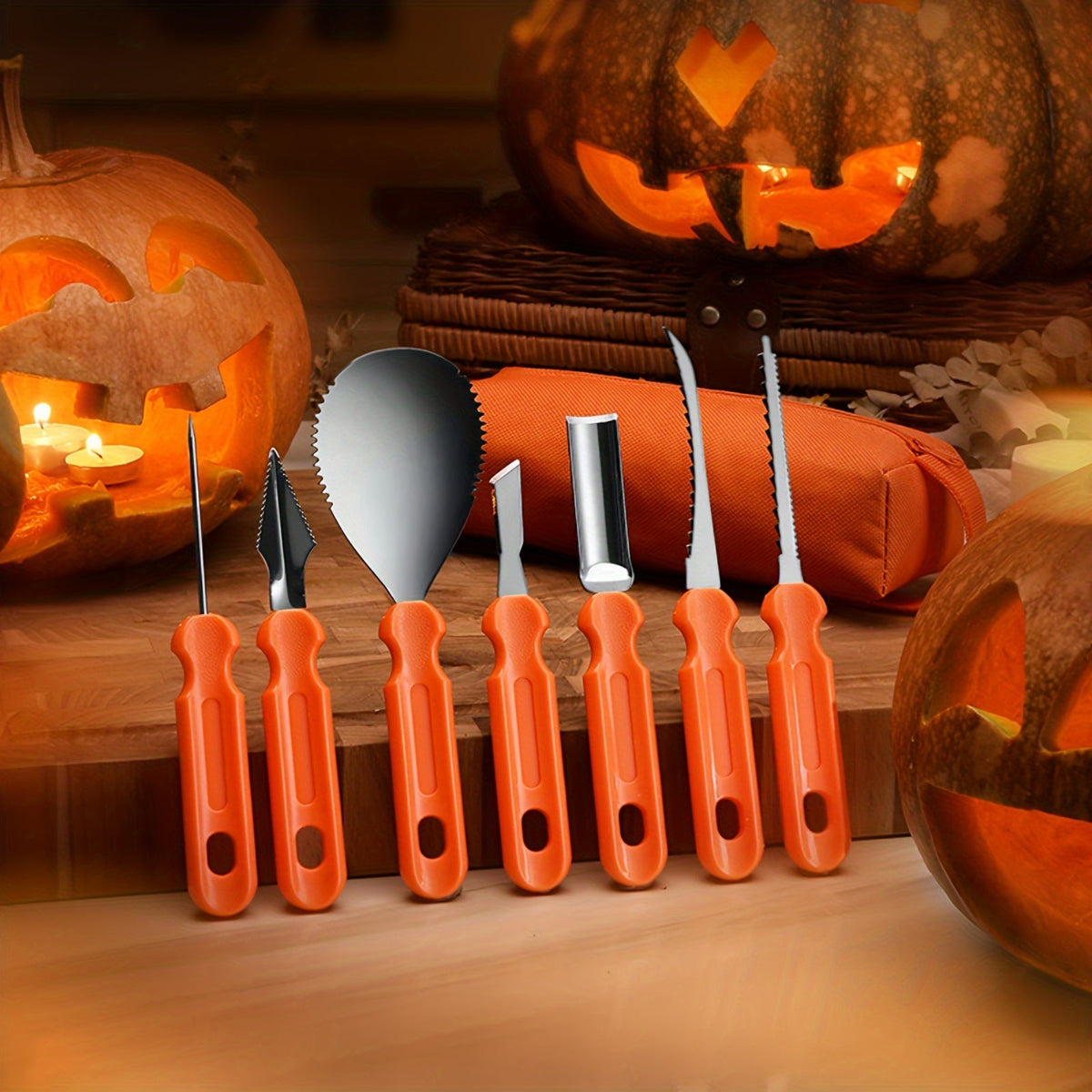 Thermabuild | Pumpkin Carving Tools and Kit with Stainless Steel Supplies Storage Bag and Knife Set