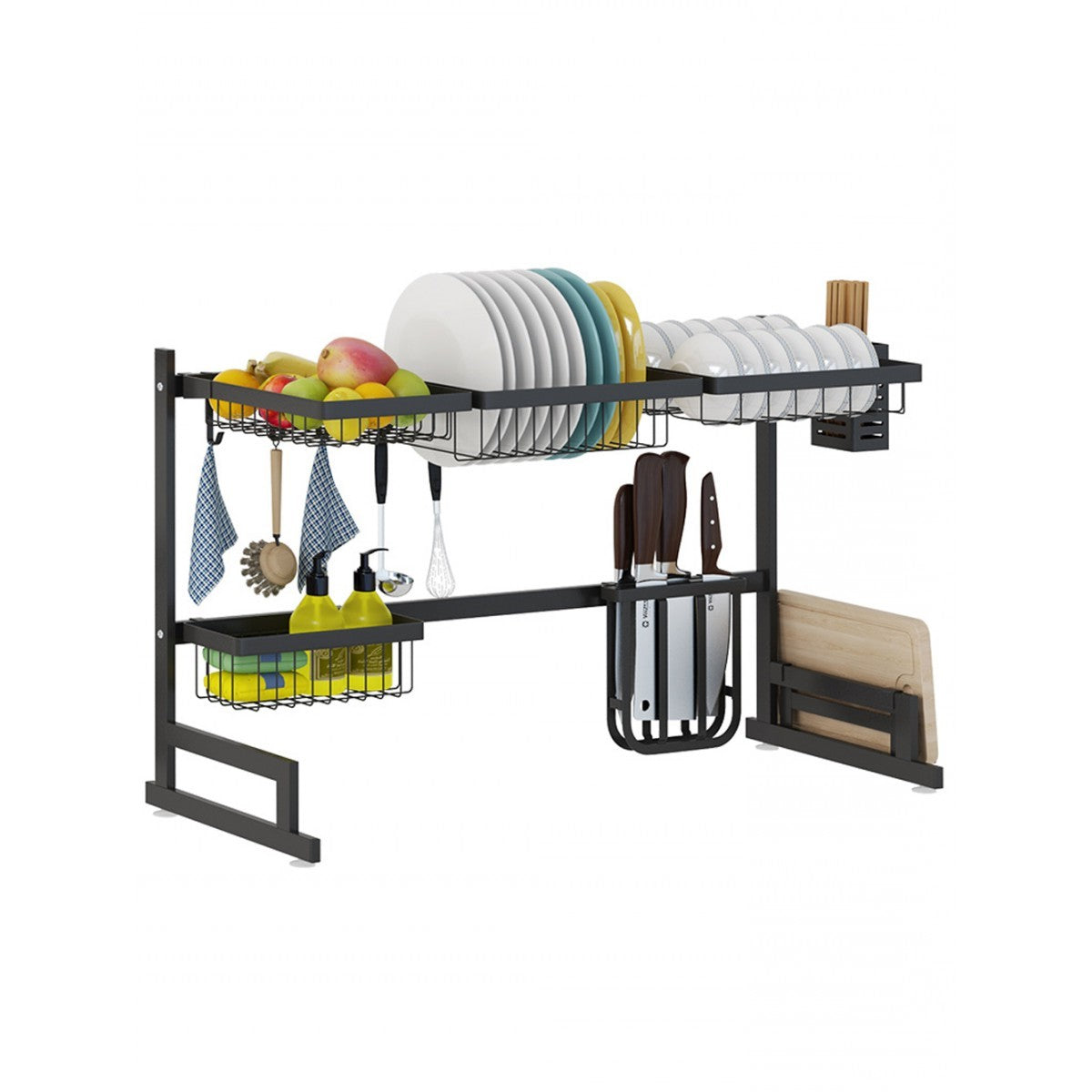 Thermabuild | 34.6" Stainless Steel Black Dish Drying Rack Over Kitchen Sink, Dishes and Utensils Draining Shelf