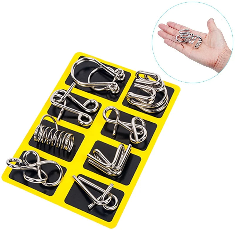 Thermabuild | 8 Piece Metal Puzzle Ring Set Brain Teaser Toys
