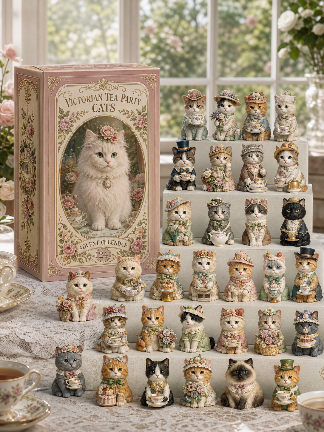 Thermabuild | Cat Advent Calendar with 24 Charm Ornaments