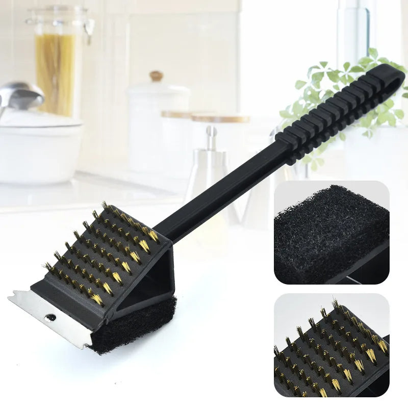 Thermabuild | 3 in 1 Barbecue Grill Brush with Scraper and Sponge