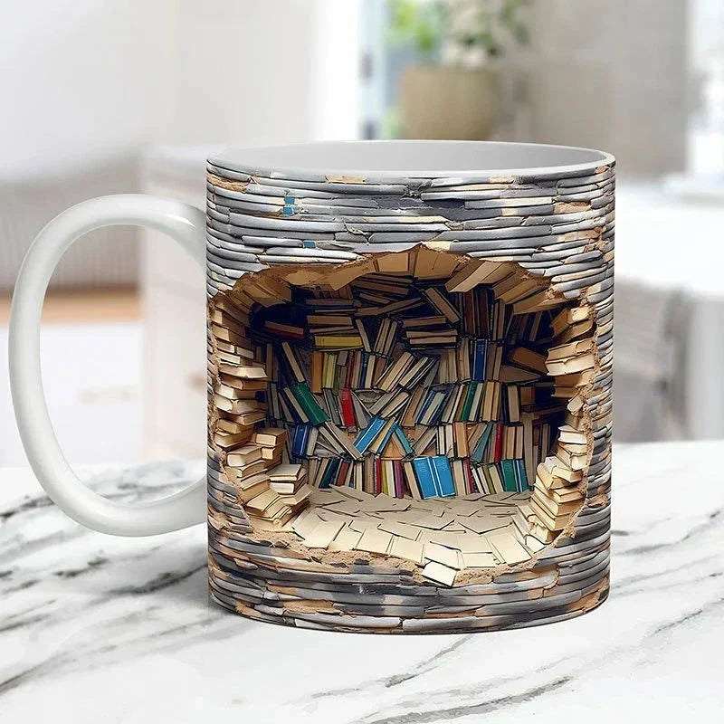 Thermabuild | 3D Library Bookshelf Mug, Coffee Mugs Gift for Book Lovers