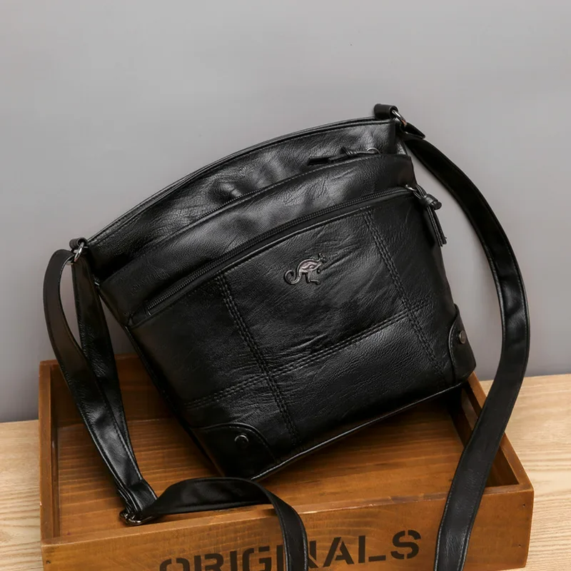 Thermabuild | Women's Vegan Leather Handbag with Multiple Compartments - Elegant Soft Synthetic Leather Tote Bag for Work and Daily Use - Black and Brown