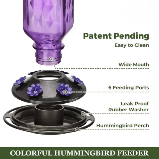 Thermabuild | 24oz Leak Proof Glass Hummingbird Feeder