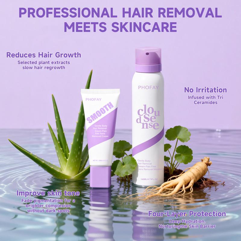 Thermabuild | Hair Removal Cream and Mousse Set for Underarms, Legs and Bikini Area – Citrus Scent