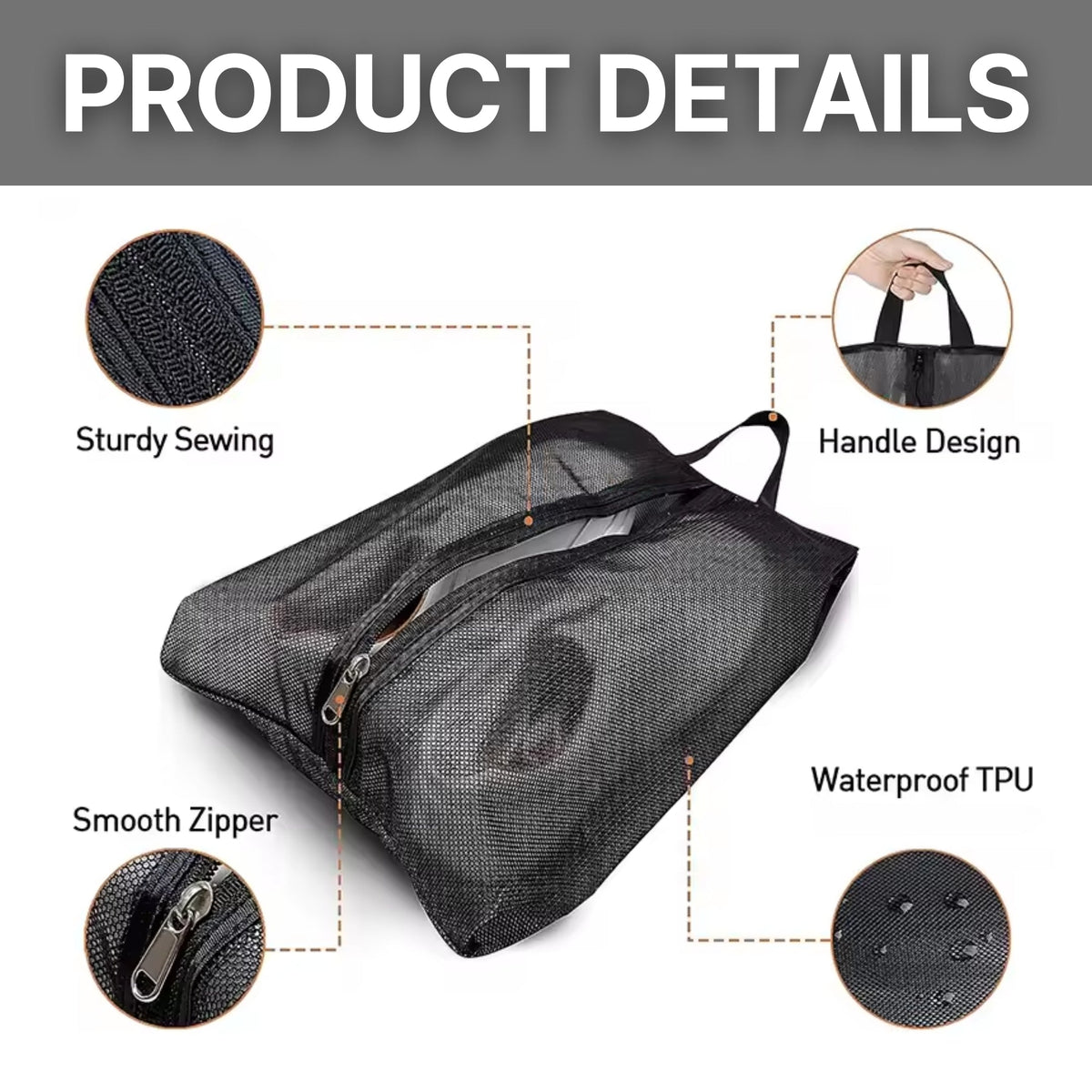 Thermabuild | Mesh Shoe Travel Bag – Portable Storage Organizer