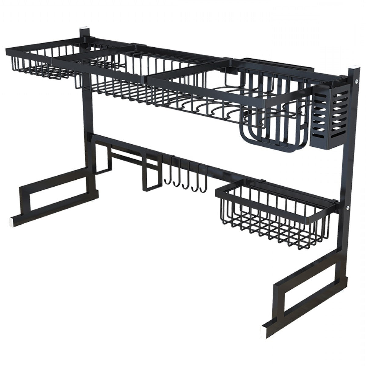 Thermabuild | 34.6" Stainless Steel Black Dish Drying Rack Over Kitchen Sink, Dishes and Utensils Draining Shelf