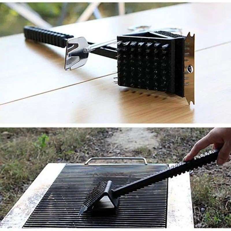 Thermabuild | 3 in 1 Barbecue Grill Brush with Scraper and Sponge