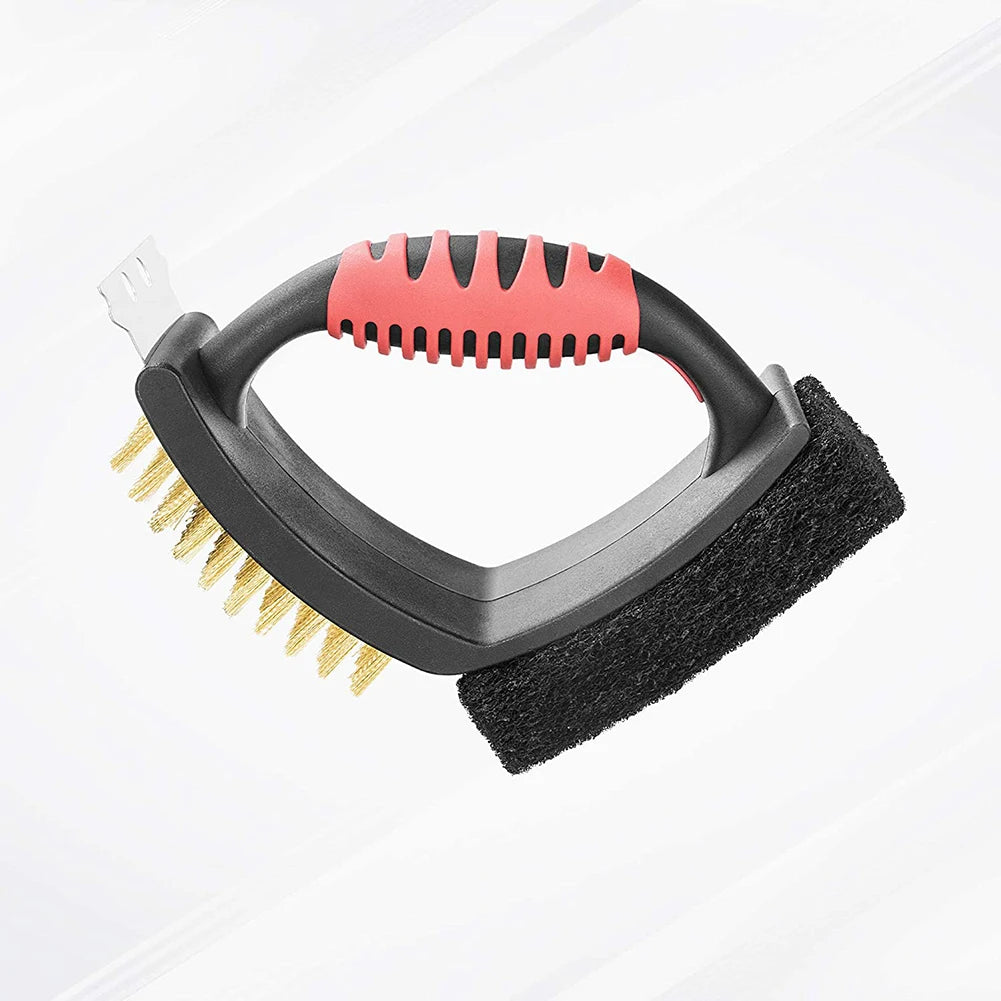 Thermabuild | 3 in 1 Grill Brush with Brass Bristles and Scraper