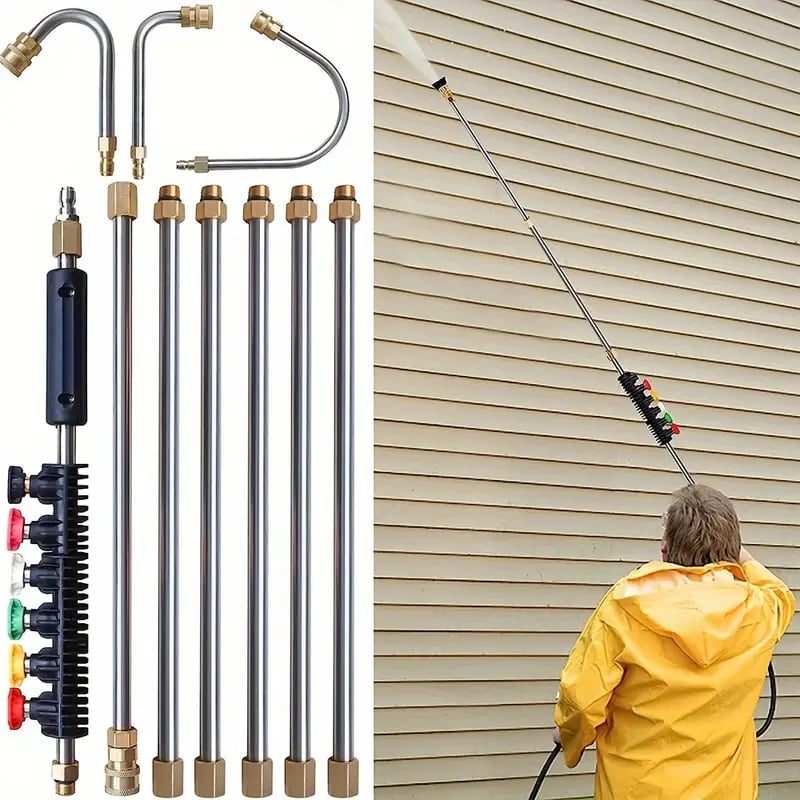 Thermabuild | 4000 PSI Telescoping High Pressure Washer Wand Set for Gutter & Roof Drainage & Walls Cleaning